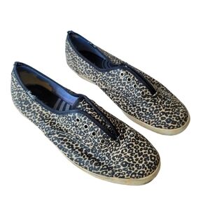 Keds Womens Leopard Print Charter Taupe Slip on Flats without Laces Size 7